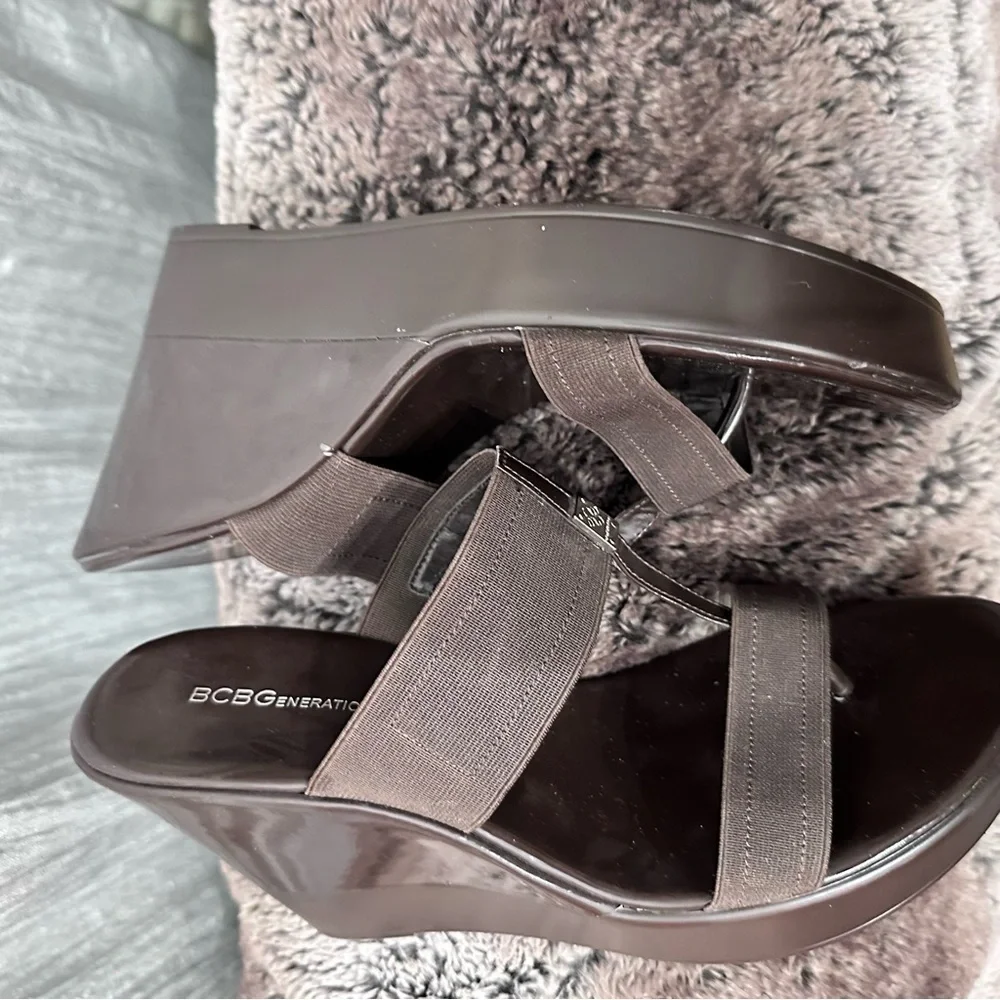 BCBGeneration Dark Brown Wedge Sandals 9.5